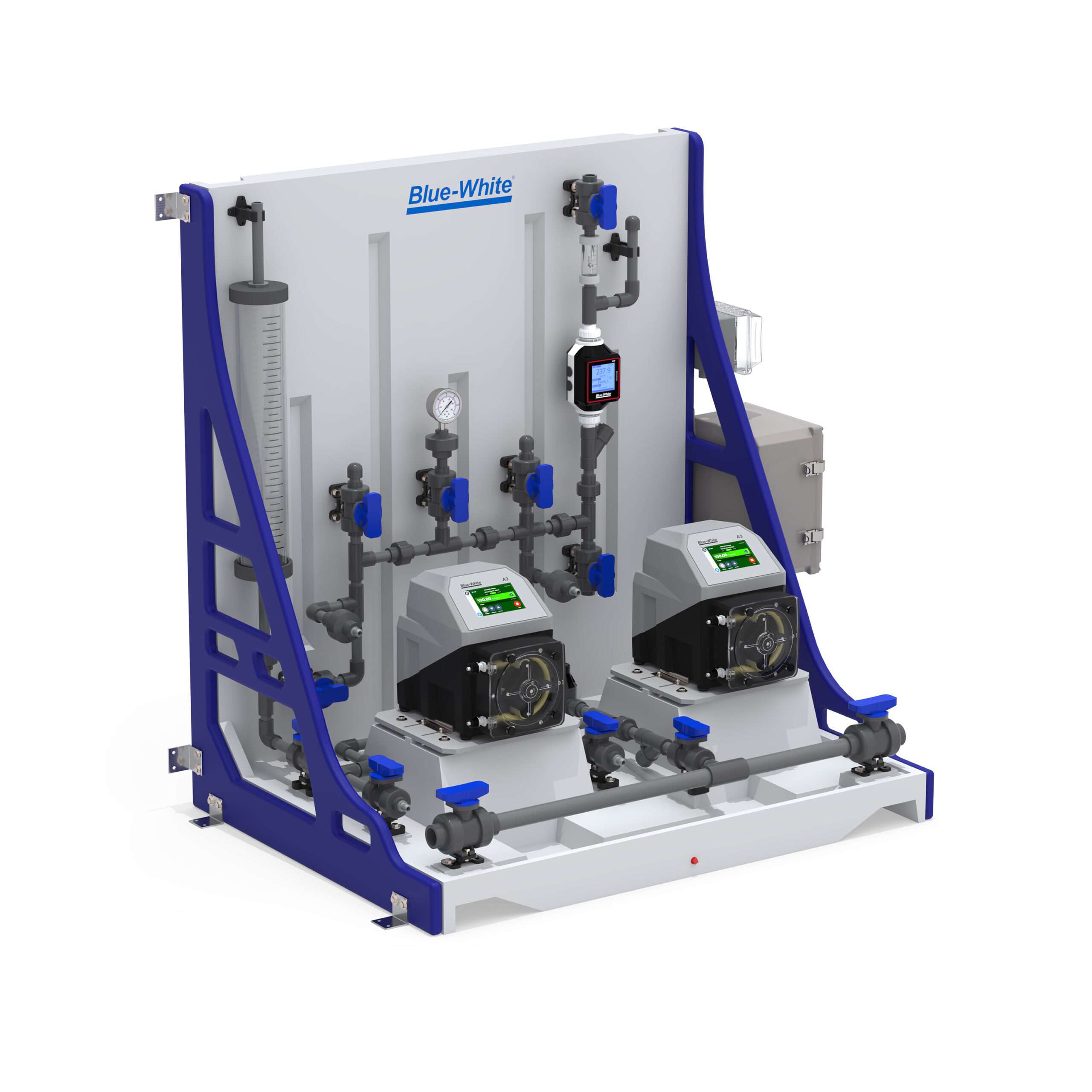Blue-White CHEM-FEED CFPS-2 duplex chemical-feed skid