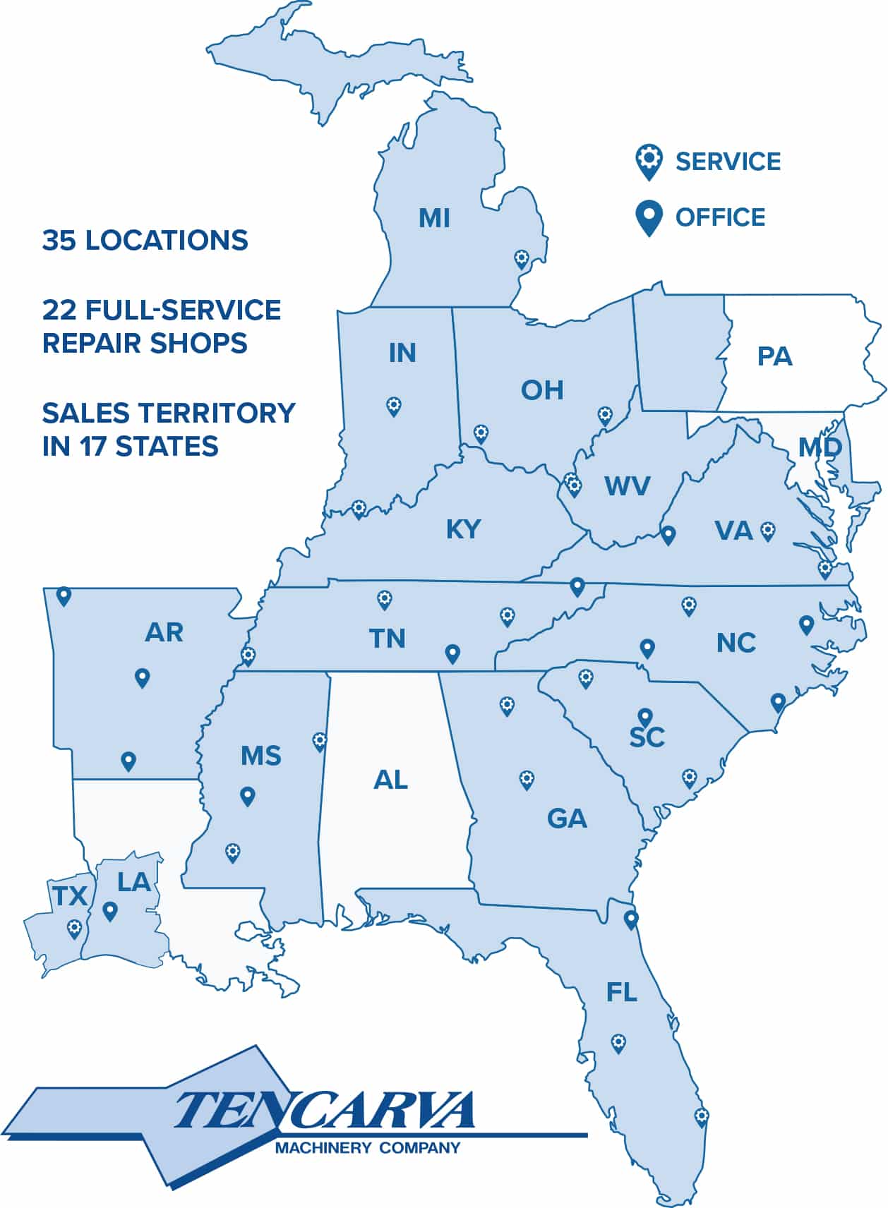 Tencarva Service Locations